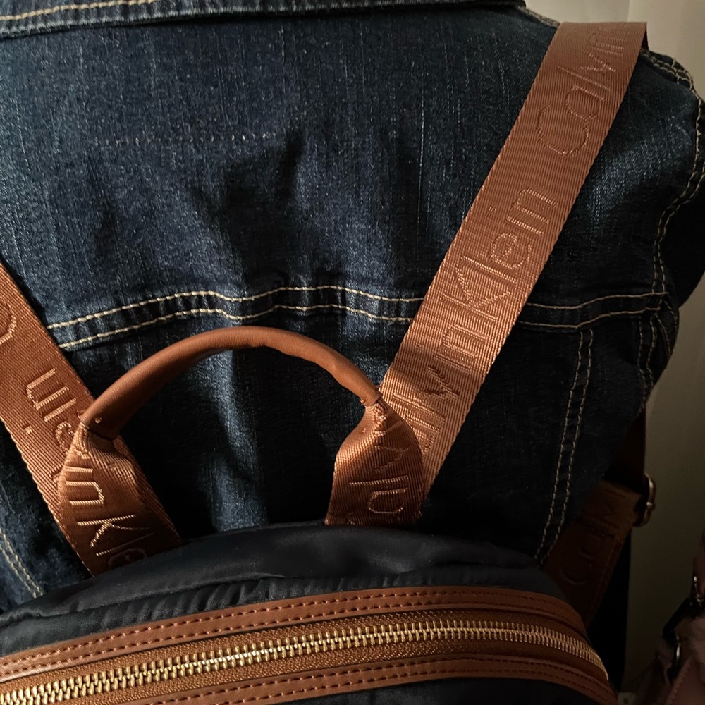 Calvin Klein navy blue and cognac nylon backpack - Picture 2 of 16